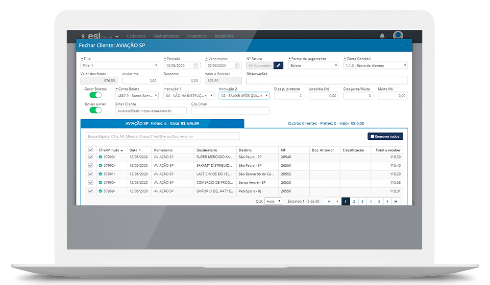 RODOVIÁRIO M. FATURAMENTO CLIENTES