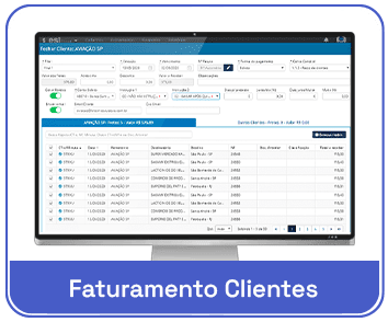 Tela de sistema de faturamento de clientes