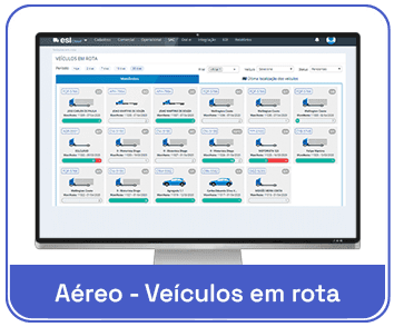 Painel de veículos em rota em monitor