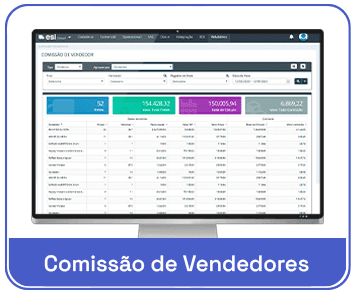 Tela de sistema com relatório de comissão de vendedores