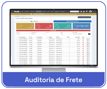 Tela de dashboard ESL Auditoria de Fretes