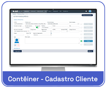 Tela de dashboard ESL Sistemas Cadastro