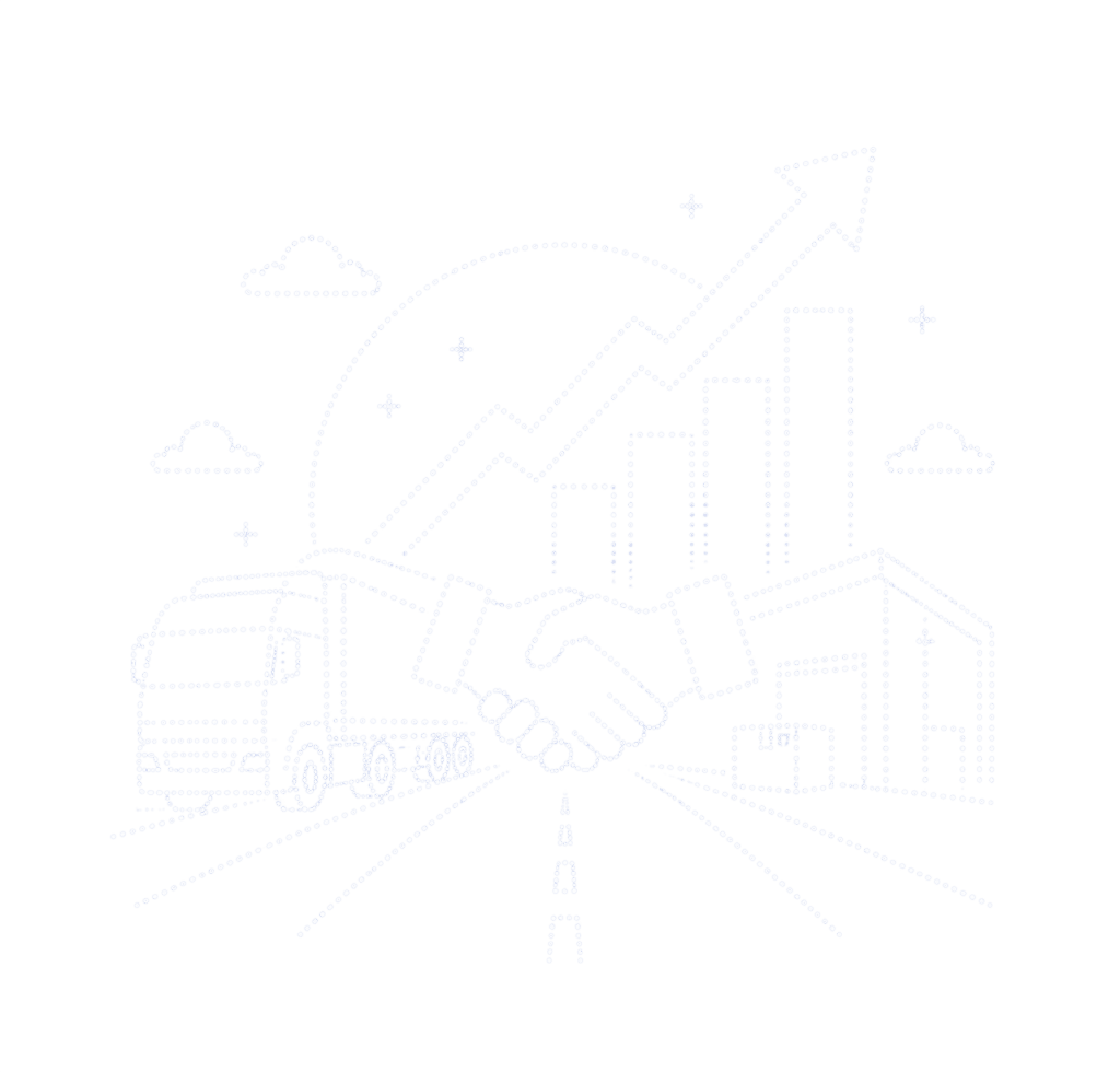 Ilustração logística com aperto de mãos e gráfico ascendente