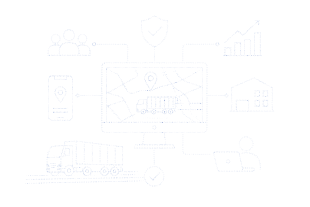 Sistema de rastreamento logístico com caminhão e mapa