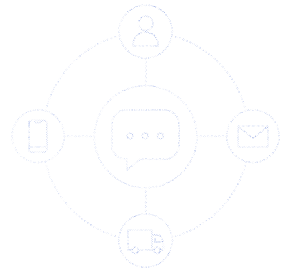 Ícone de comunicação integrada com chat e canais
