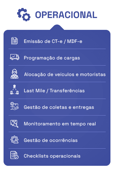 Lista operacional de gestão logística e transporte