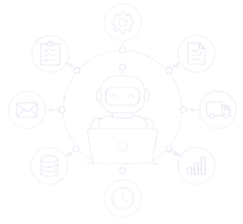 Chatbot com laptop e ícones de automação
