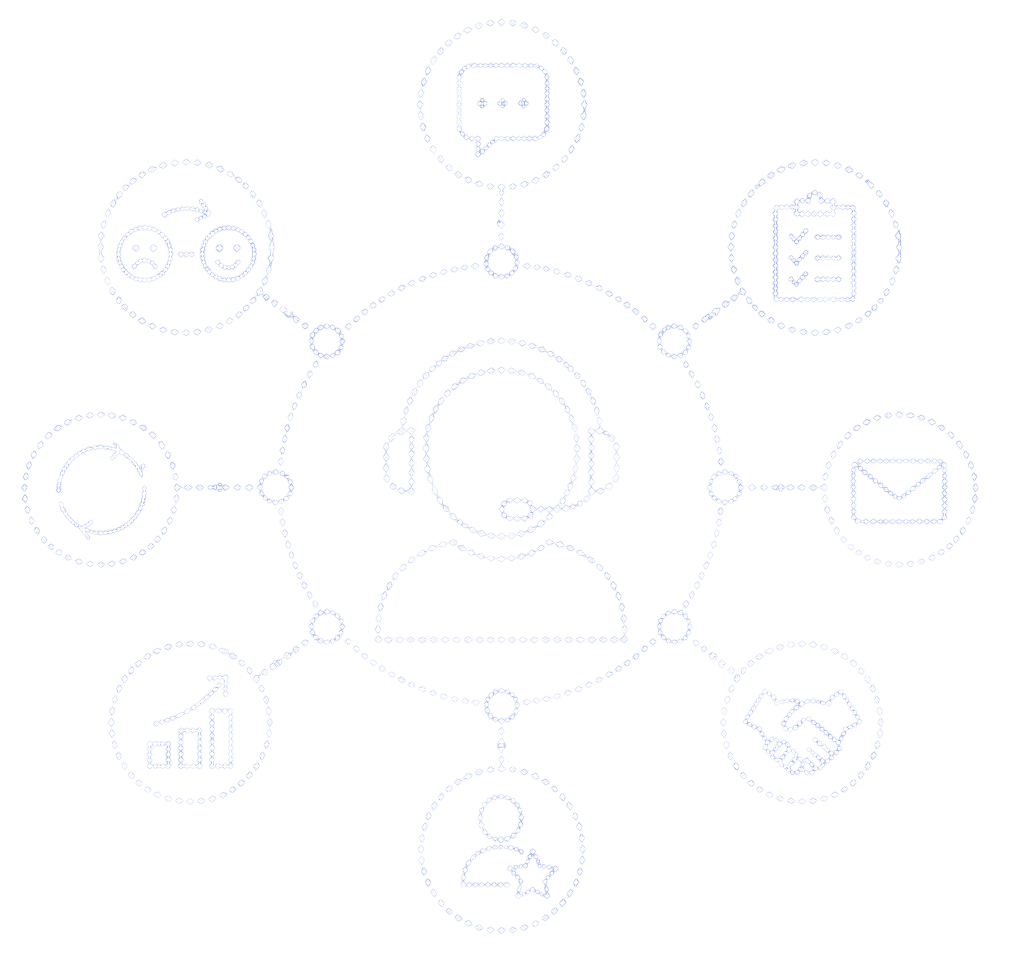 Ícones de atendimento ao cliente e suporte omnichannel