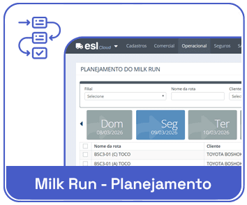 Tela de dashboard ESL Milk Run