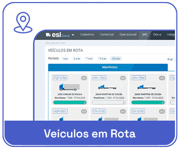 Tela de dashboard ESL Veiculo Rota