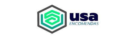Logo da USA Encomendas com símbolo hexagonal verde