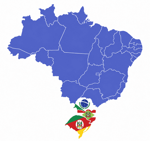 Mapa do Brasil com destaque para região Sul